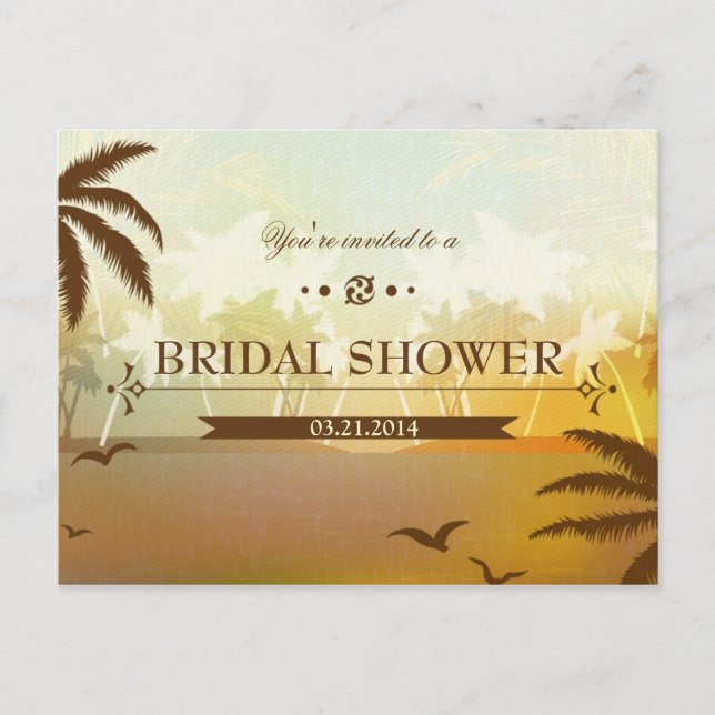 Tropical Orange Beach Bridal Shower Invite (Front)
