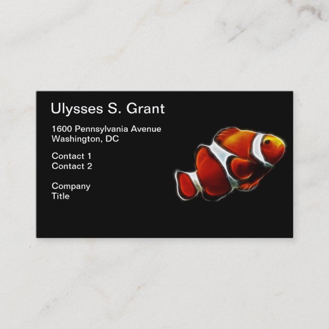 Tropical Orange Clownfish Clown Fish Business Card (Front)