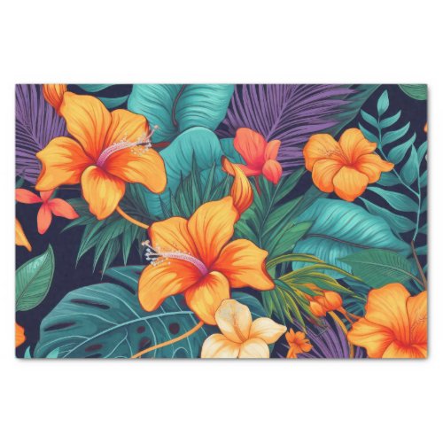 Tropical Orange Flowers Decoupage Paper