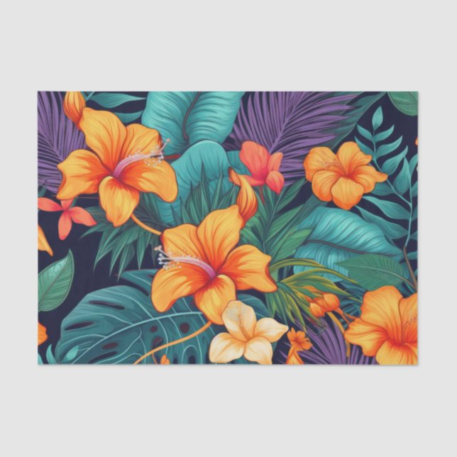 Tropical Orange Flowers Decoupage Paper (Front)