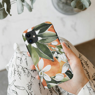 Tropical Orange & Flowers Watercolor Pattern iPhone 17 Case