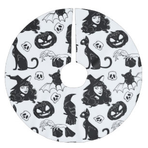 Tropical Orange Gray: Vintage Pattern Brushed Polyester Tree Skirt