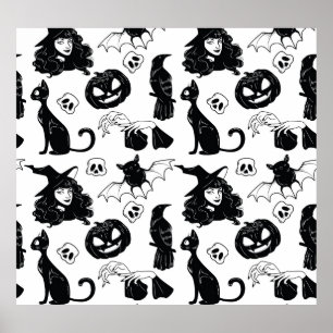 Tropical Orange Gray: Vintage Pattern Poster