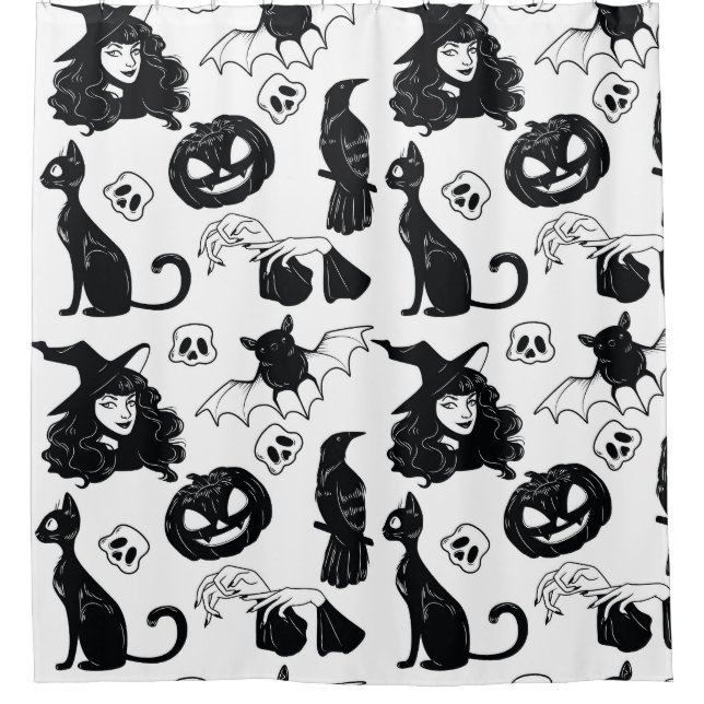 Tropical Orange Gray: Vintage Pattern Shower Curtain (Front)