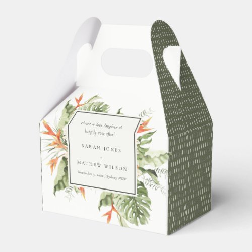 Tropical Orange Green Leafy Botanical Wedding Medi Favor Boxes