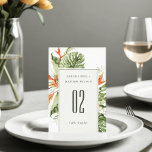 Tropical Orange Green Leafy Botanical Wedding  Table Number<br><div class="desc">Tropical Orange Green Leafy Botanical Theme Collection.- it's an elegant script watercolor Illustration of tropical greenery bunch with bird of paradise floral, perfect for your tropical wedding & parties. It’s very easy to customize, with your personal details. If you need any other matching product or customization, kindly message via Zazzle....</div>