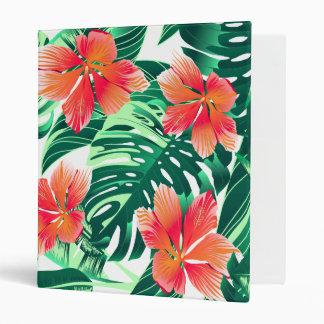 Tropical orange hibiscus 3 ring binder