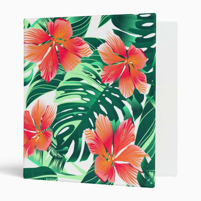 Tropical orange hibiscus 3 ring binder (Front/Inside)
