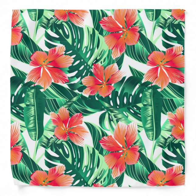 Tropical orange hibiscus bandana (Front)