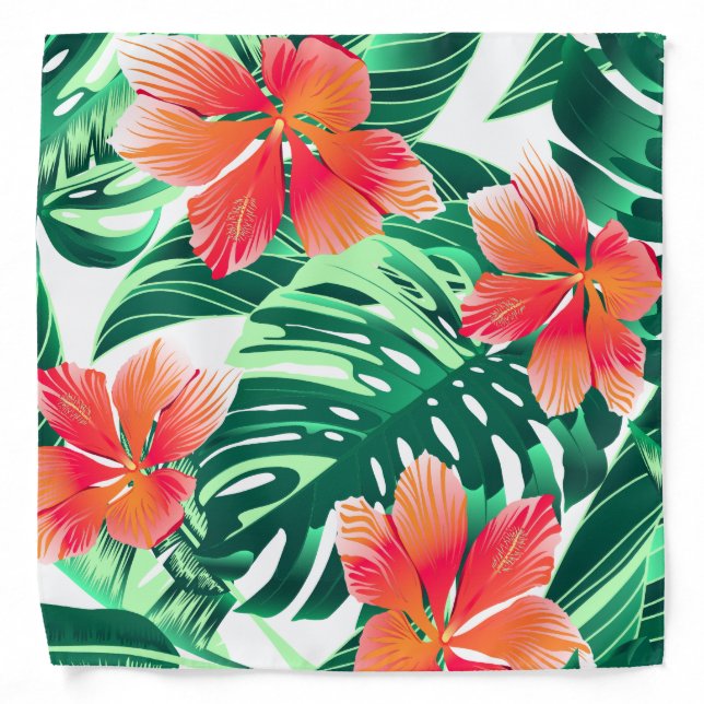 Tropical orange hibiscus bandana (Front)