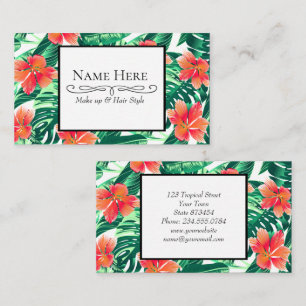 Tropical orange hibiscus business card
