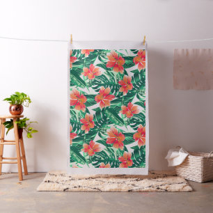 Tropical orange hibiscus fabric