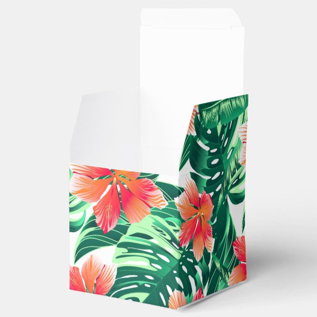 Tropical orange hibiscus favor boxes (Opened)