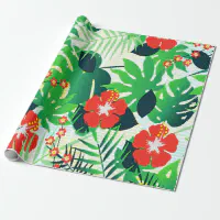 bright red tropical hibiscus flower wrapping paper, Zazzle