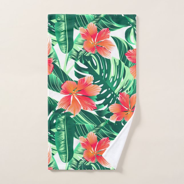 Tropical orange hibiscus hand towel  (Hand Towel)