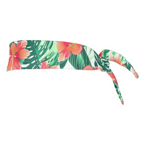 Tropical orange hibiscus tie headband