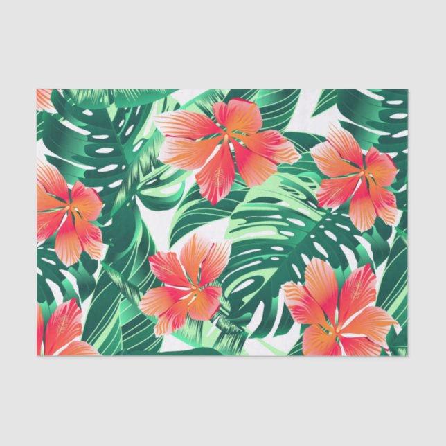 Tropical orange hibiscus tissue paper (Front)