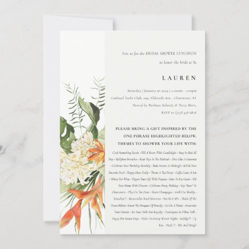 Tropical Orange Leafy Botanical Bridal Shower Invitation