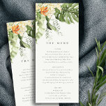 Tropical Orange Leafy Botanical Wedding Menu Card<br><div class="desc">Tropical Orange Green Leafy Botanical Theme Collection.- it's an elegant script watercolor Illustration of tropical greenery bunch with bird of paradise floral, perfect for your tropical wedding & parties. It’s very easy to customize, with your personal details. If you need any other matching product or customization, kindly message via Zazzle....</div>