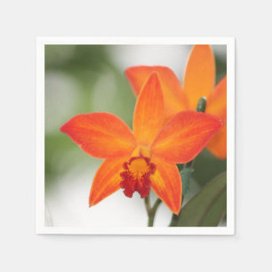 Tropical Orange Orchid Paper Napkin