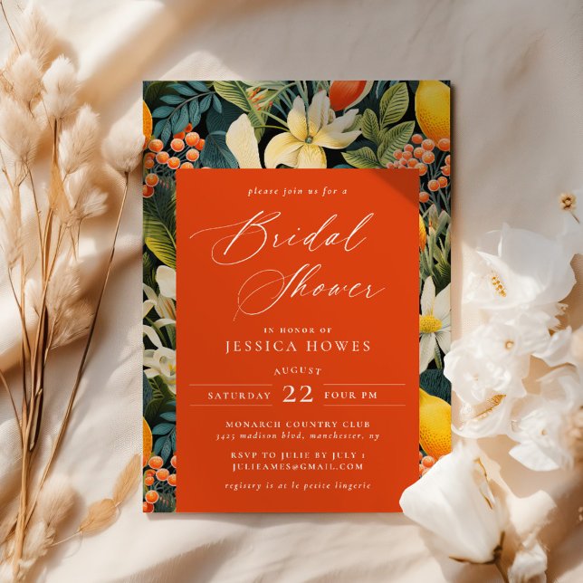 Tropical Orange Paradise Bridal Shower Invitation (Creator Uploaded)