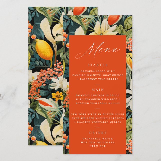Tropical Orange Paradise Menu (Front/Back)