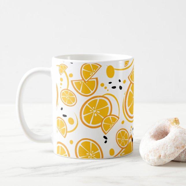 Tropical Orange Slices Wedges Citrus Summer Fruit Coffee Mug (With Donut)