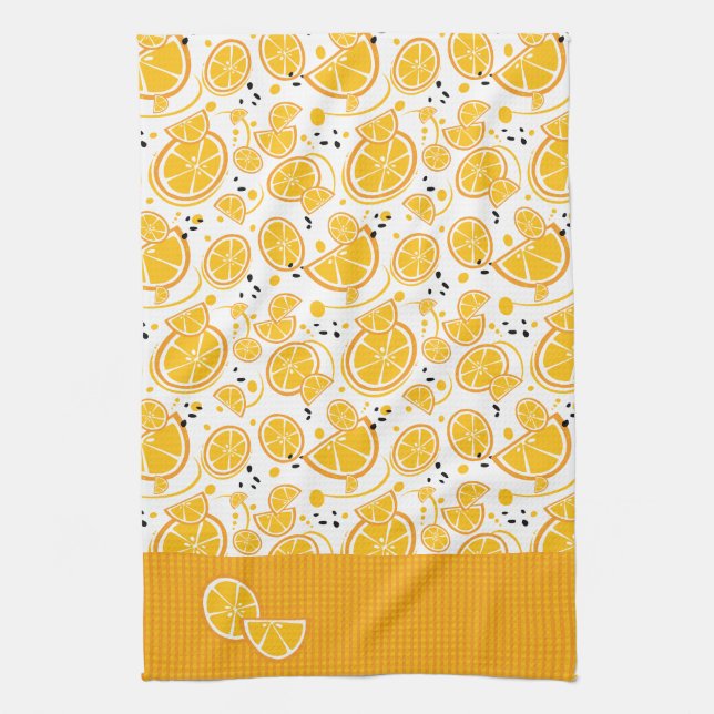 Tropical Orange Slices Wedges Citrus Summer Fruit Kitchen Towel (Vertical)