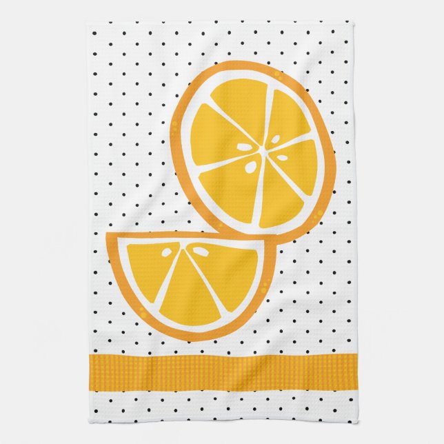 Tropical Orange Slices Wedges Citrus Summer Fruit Kitchen Towel (Vertical)