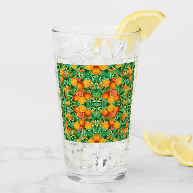 TROPICAL ORANGES GLASS TUMBLER (Back Ice)
