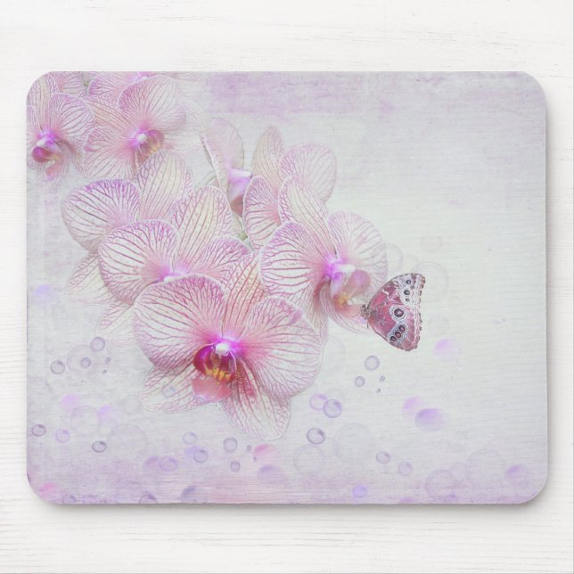 Tropical Orchid and Butterfly Mouse Pad (Front)