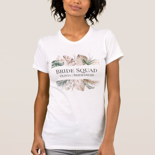 Tropical Orchid and Monstera Bride Squad T_Shirt