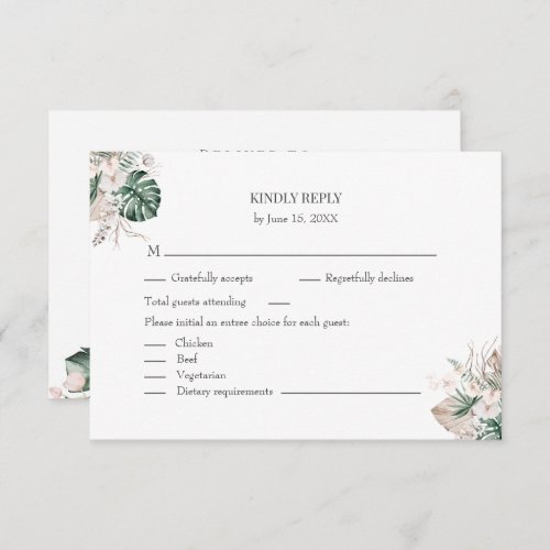 Tropical Orchid and Monstera RSVP Card