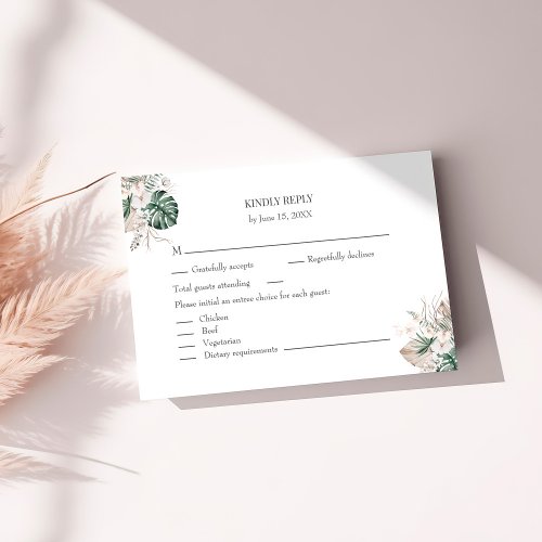 Tropical Orchid and Monstera RSVP Card