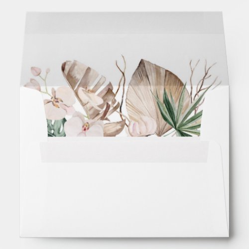Tropical Orchid and Monstera Wedding Envelope