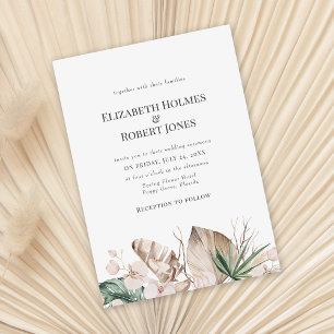 Tropical Orchid and Monstera Wedding Invitation