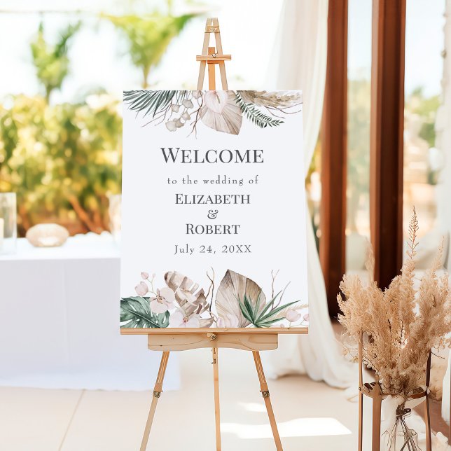 Tropical Orchid and Monstera Wedding Welcome Foam Board (Tropical Orchid and Monstera Wedding Welcome Foam Board)