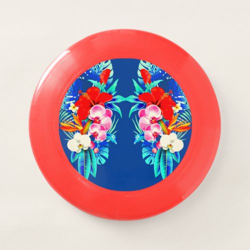 Tropical orchid and palm leaves Hawaiian floral Wham_O Frisbee