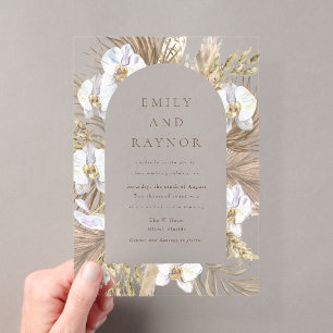 Tropical Orchid Beach Wedding Acrylic Invitations