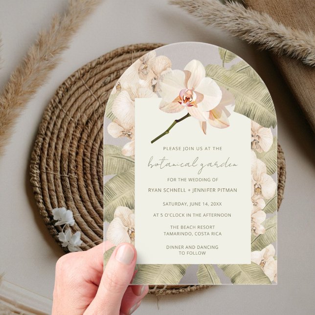 Tropical Orchid Botanical Garden Wedding  Acrylic Invitations (Creator Uploaded)
