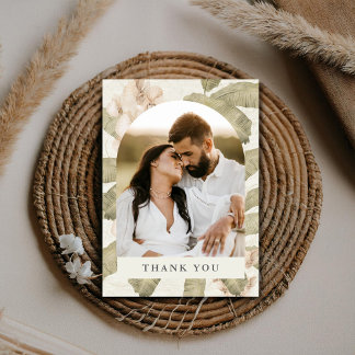 Tropical Orchid Botanical Wedding Photo Thank You