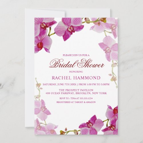 Tropical Orchid Bridal Shower Invitation