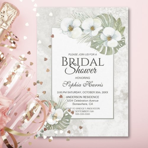 Tropical Orchid Floral Bridal Shower Invitation