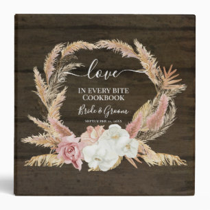 Tropical Orchid Floral Palm Pampas Wood Cookbook 3 Ring Binder