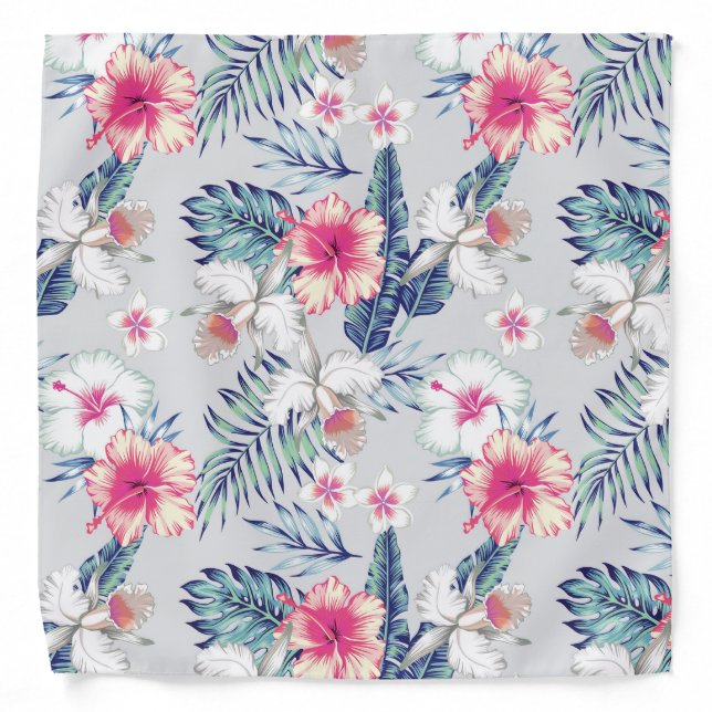 Tropical Orchid Floral Pattern Bandana (Front)