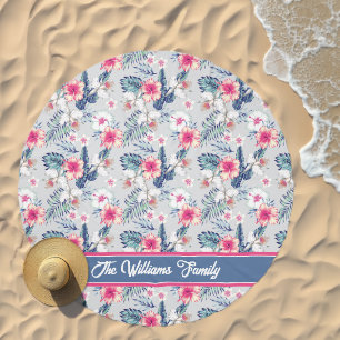 Tropical Orchid Floral Pattern Beach Towel