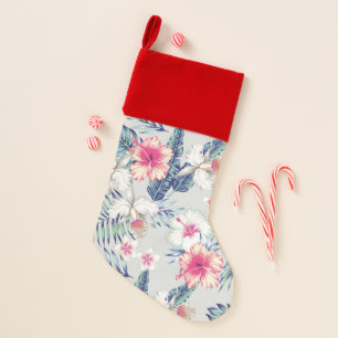 Tropical Orchid Floral Pattern Christmas Stocking