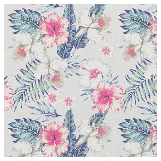 Tropical Orchid Floral Pattern Fabric