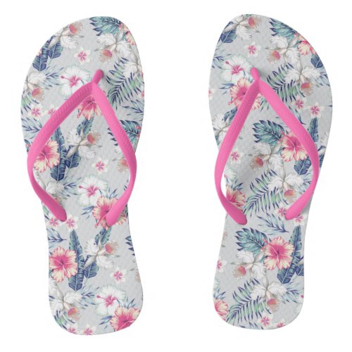 Tropical Orchid Floral Pattern Flip Flops