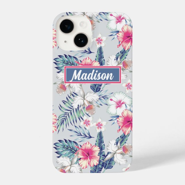 Tropical Orchid Floral Pattern iPhone Case (Back)